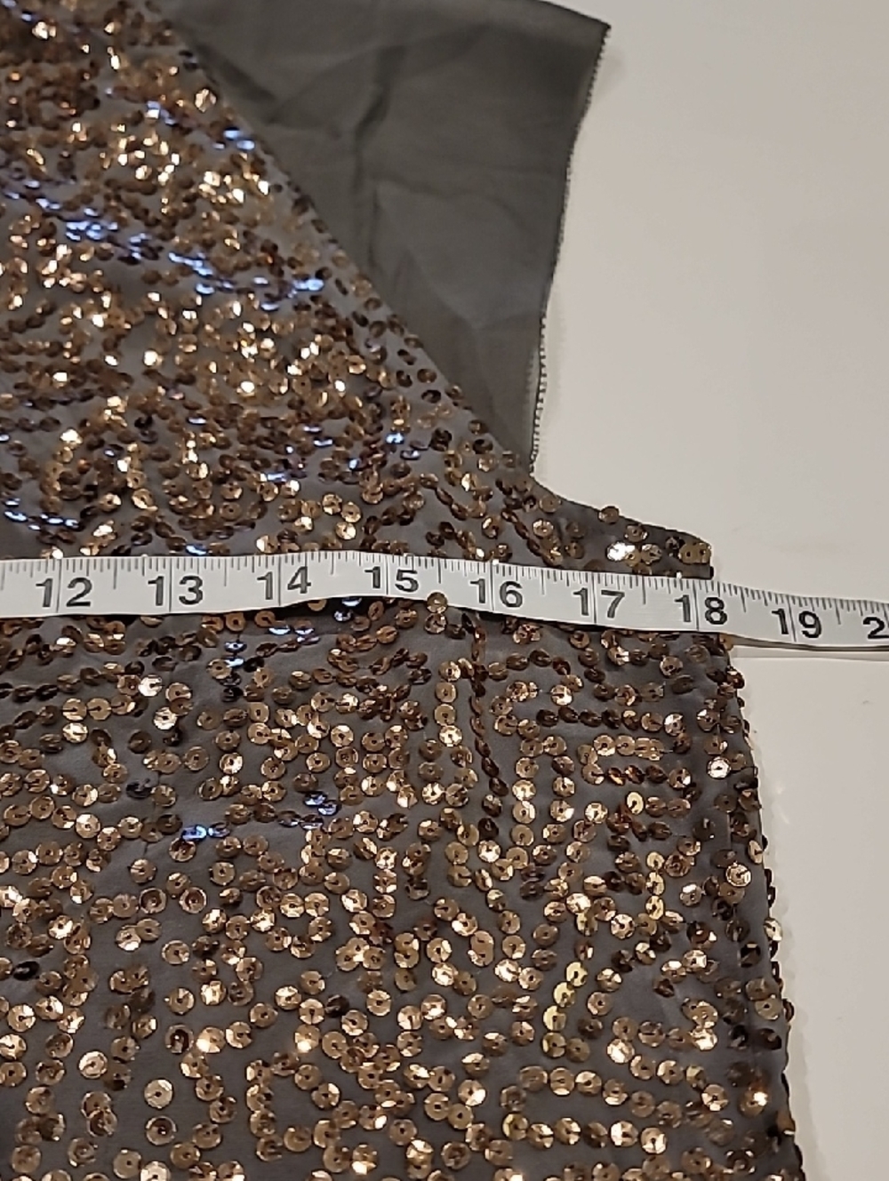 BCBGMaxAzria Gold Sequin & Gray Mesh Cap-Sleeve Tank - Picture 9 of 12